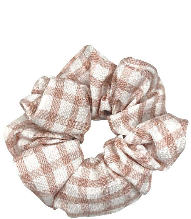 JA-NI Hair Accessories - Hair Scrunchies, The Pink Wide Checkered