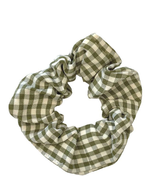 JA-NI Hair Accessories - Hair Scrunchies Small, The Green Thin Checkered
